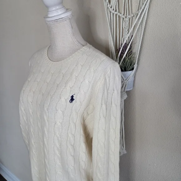 Polo Ralph Lauren Womens Cable Wool Cashmere Crew Neck Sweater Size XL NWT $228 - Picture 4 of 10